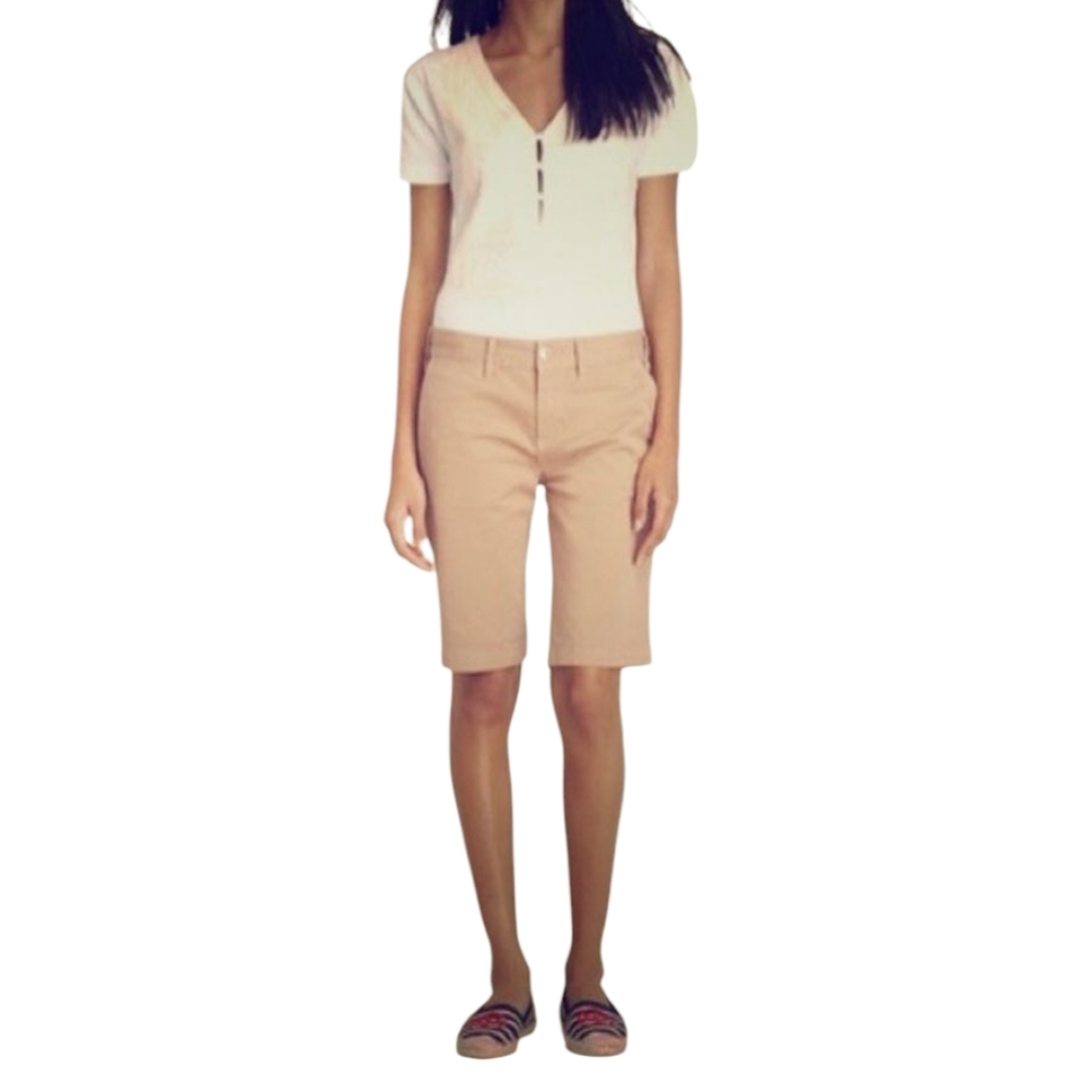 NWT TORY BURCH Bermuda Chino Khaki Shorts In Desert Sand Tan Size 25